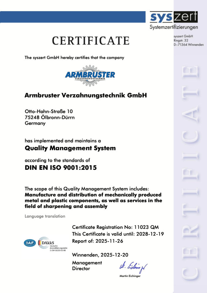 Armbruster 2025 Zert 9001